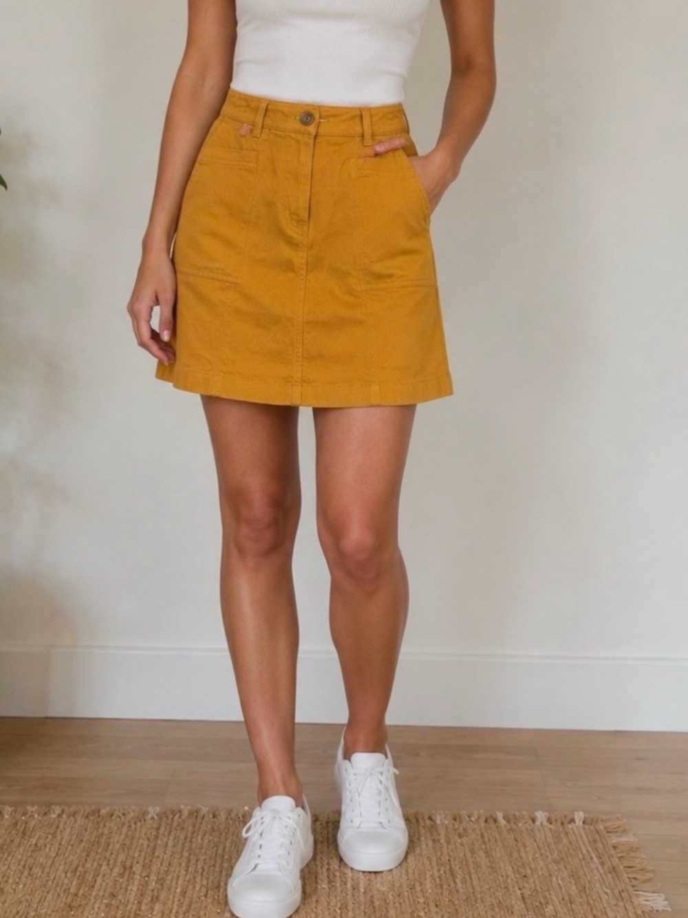 Boden Skirt Women’s 6R Mustard Yellow Utility Cargo Pockets Mini LIKE NEW!